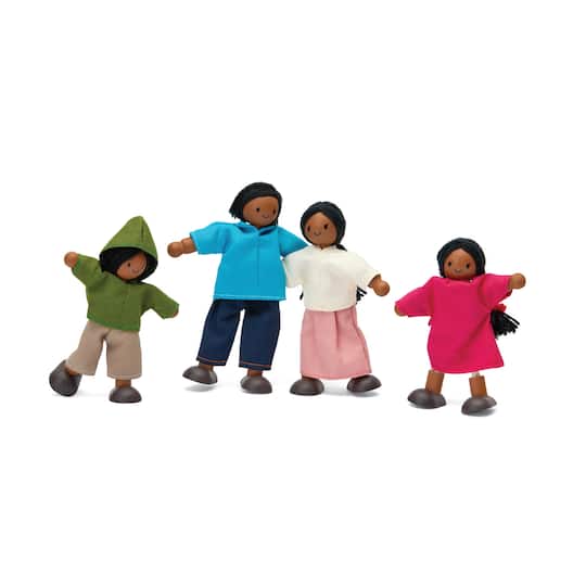 PlanToys Medium Skin Tone Wood Doll Family Set